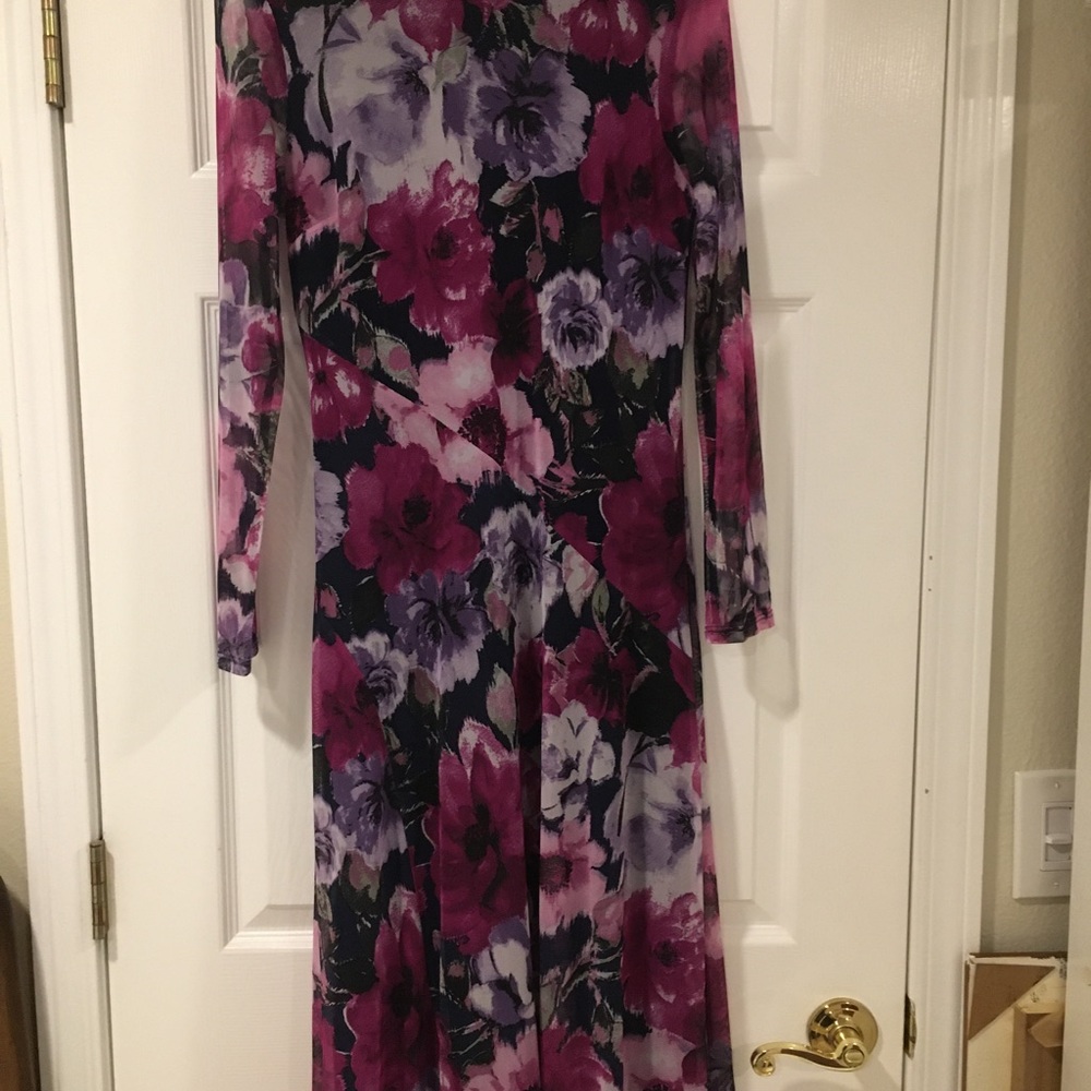 Floral long sleeve midi dress